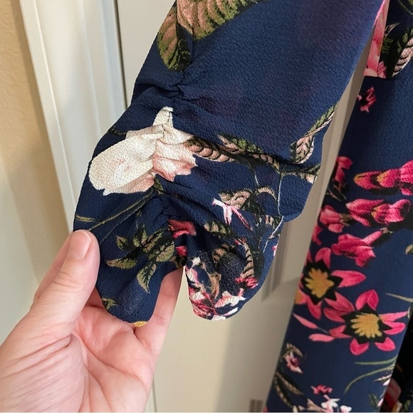 Eliza J. Floral Midi Dress Blue 3/4 Sleeve Size 4 - Picture 5 of 14